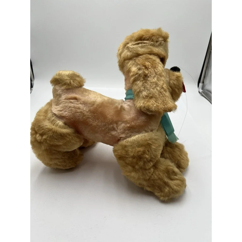 Vintage 1960s Japan Big Head Poodle Plush Dog Blue Eyes Red Tongue 14